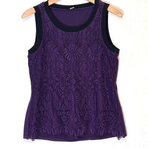 Tommy Hilfiger Y2K Boho Purple Lace Tank Top Romantic Goth Whimsigoth Lined S